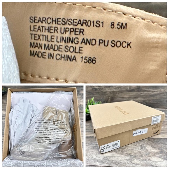 NIB Steve Madden Searches 8.5M Sand Suede Block Heel Ankle Boots - Picture 11 of 11